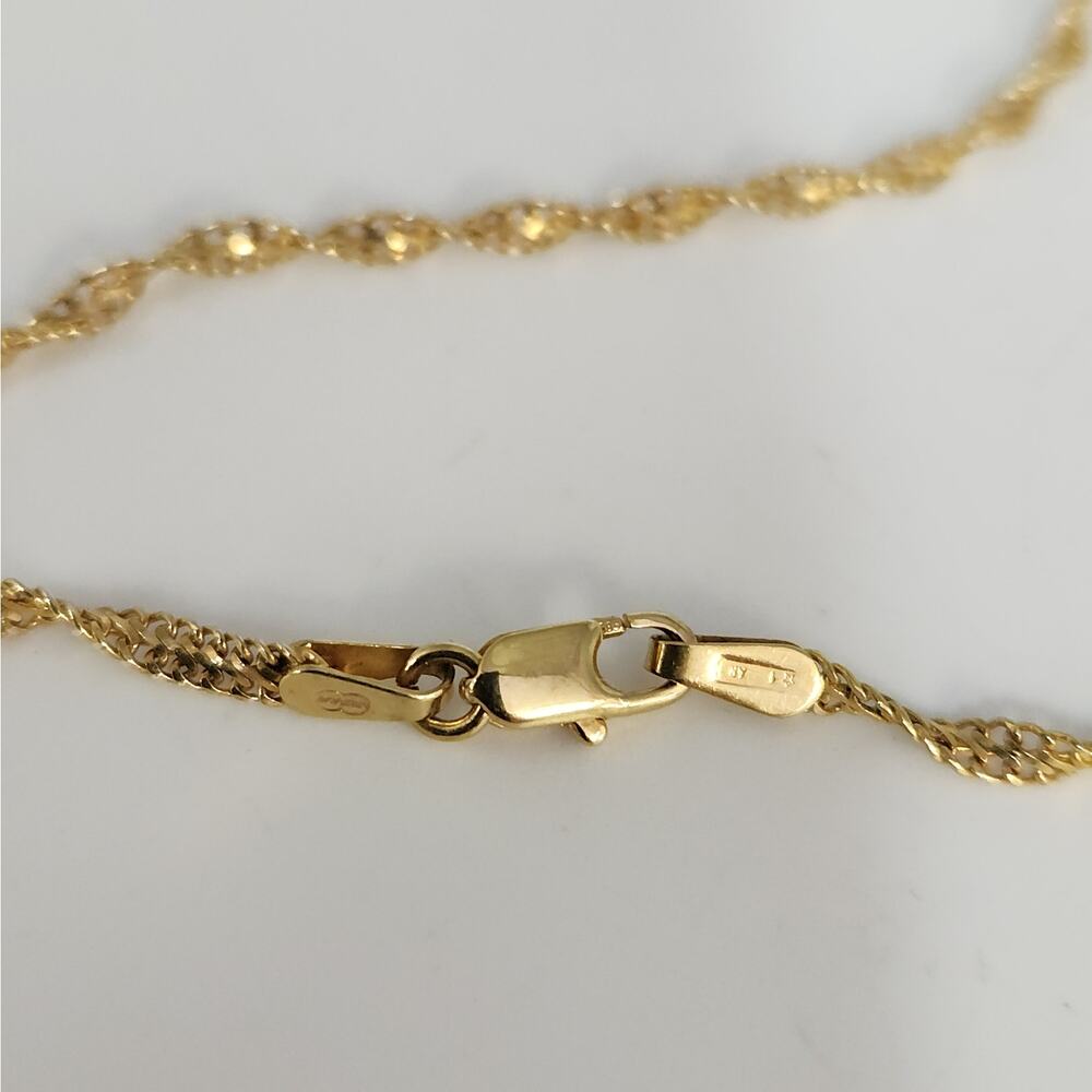 14k Yellow Gold Diamond-Cut Rope Chain Necklace Twisted Textured Design 18" - Picture 3 of 8